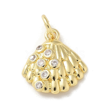 Brass Micro Pave Clear Cubic Zirconia Pendants KK-U046-02G-07-1