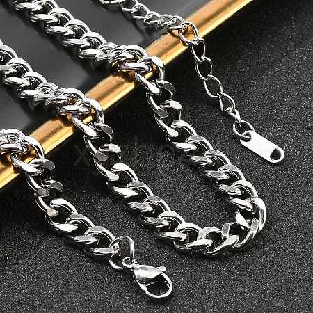 304 Stainless Steel Cuban Link Chain Necklaces for Women Men NJEW-G161-02P-1