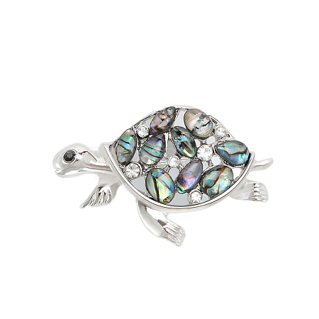 Turtle Abalone Shell/Paua Shell Brooch Pins PW-WG9DCD1-01-1