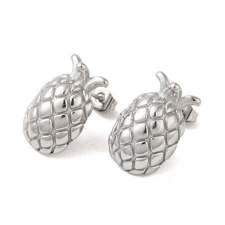 Non-Tarnish Pineapple 304 Stainless Steel Stud Earrings for Women EJEW-U003-21P-1