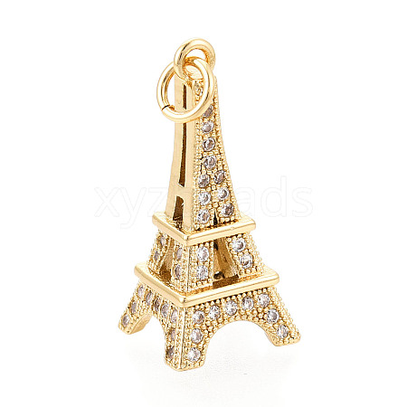 Brass Micro Pave Cubic Zirconia Pendants X-KK-N268-04G-1