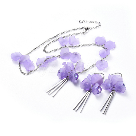 Petal Acrylic Pendants Necklaces and Dangle Earrings Jewelry Sets SJEW-JS01024-1