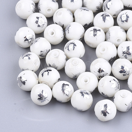 Autumn Theme Electroplate Glass Beads EGLA-S178-10G-1