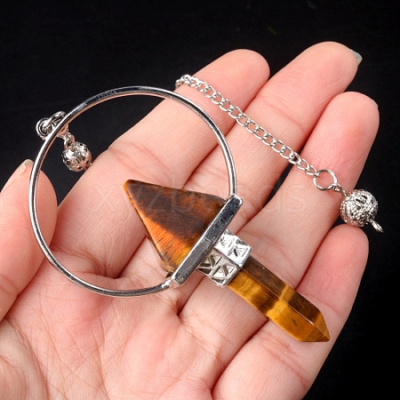 Natural Tiger Eye Dowsing Pendulum Big Pendants PW-WG0EC10-06-1