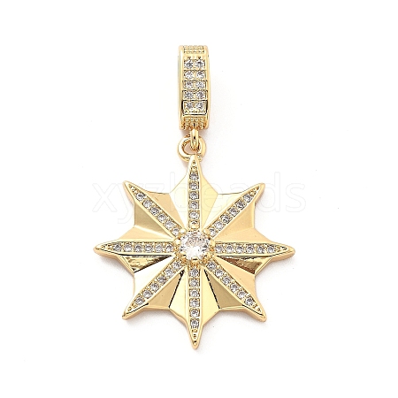 Rack Plating Brass with Cubic Zirconia Pendants KK-Q017-05C-G-1