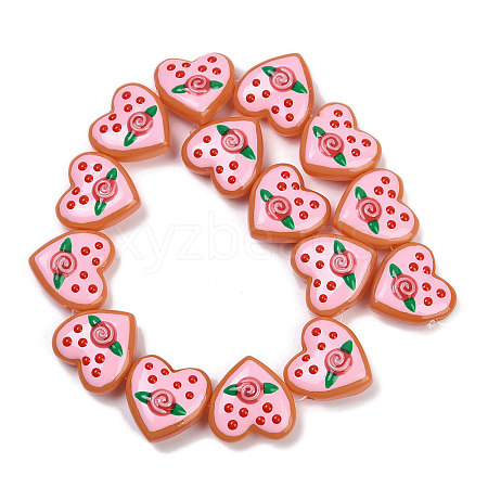 Handmade Heart Lampwork Beads Strands LAMP-P069-04B-06-1