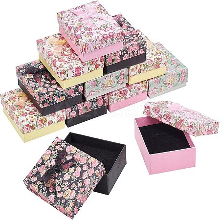 Flower Pattern Cardboard Jewelry Packaging Box CBOX-AR0001-007-1