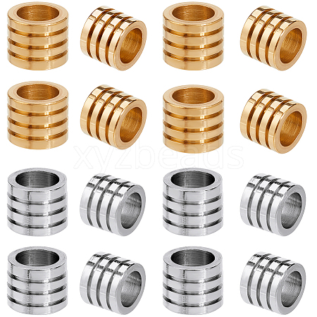 24Pcs 2 Colors 304 Stainless Steel Beads STAS-SC0009-34-1