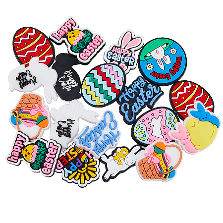 56Pcs 14 Style Easter Theme PVC Plastic Cabochons KY-FH0001-21-1