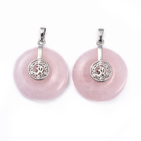 Natural Rose Quartz Pendants G-F640-F04-1