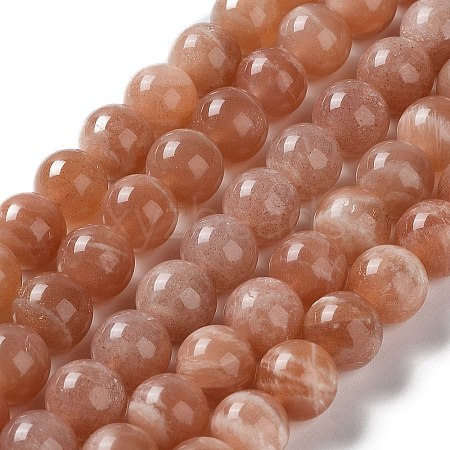 Round Natural Grade B Sunstone Beads Strands G-F222-33-10mm-1