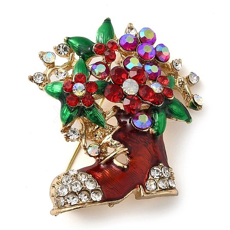 Christmas Alloy Colorful Rhinestone Brooches JEWB-U009-10F-1