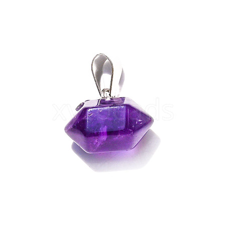 Natural Amethyst Double Terminal Pointed Pendants PW-WG56774-02-1