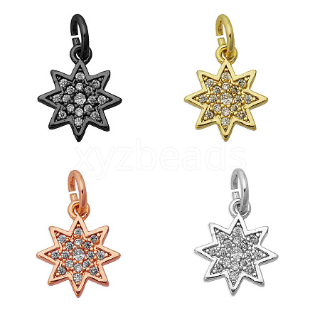 Brass Micro Pave Clear Cubic Zirconia Charms KK-T030-LA860X4-1