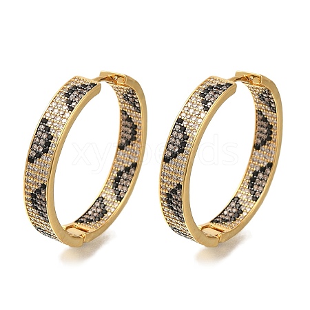 Rack Plating Brass Micro Pave Cubic Zirconia Hoop Earrings EJEW-H016-19G-1