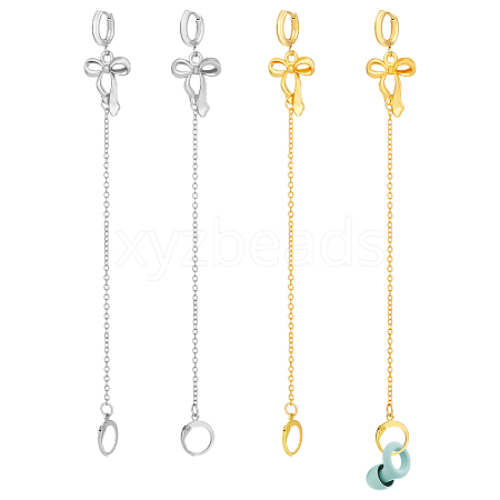 201 & 304 Stainless Steel Bowknot Hoop Earrings EJEW-PH01457-1
