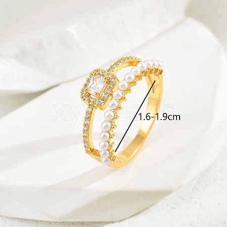 Elegant Copper Plated Gold Pearl Ladies Party Vacation Ring VD5623-1-1
