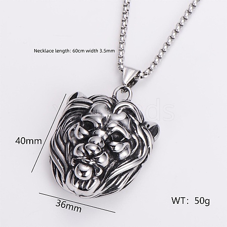 Gothic 316 Surgical Stainless Steel Pendant Box Chain Necklaces for Men ZF3615-6-1