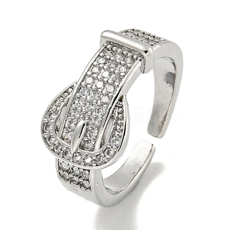 Brass Micro Pave Cubic Zirconia Cuff Ring RJEW-E296-01P-1