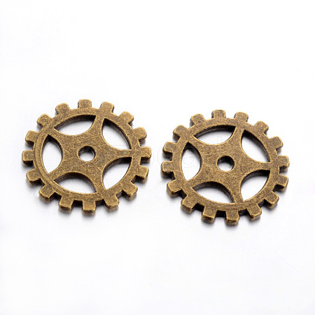 Tibetan Style Alloy Gear Pendants TIBEP-5307-AB-FF-1