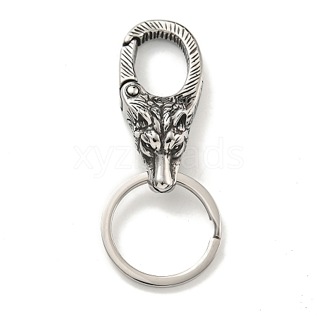 Tibetan Style 316 Surgical Stainless Steel Fittings with 304 Stainless Steel Key Ring FIND-Q101-09AS-05-1