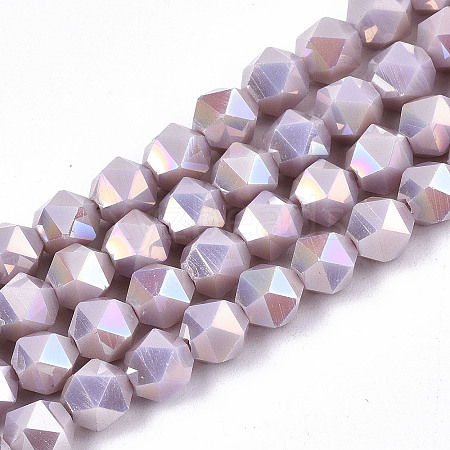 Electroplate Opaque Glass Beads Strands LS-EGLA-T019-05R-1