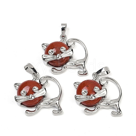 Natural Red Jasper Kitten Pendants G-J386-C17-16-1
