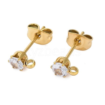 Ion Plating(IP) 304 Stainless Steel Rhinestone Stud Earring Findings STAS-P373-04A-G01-1