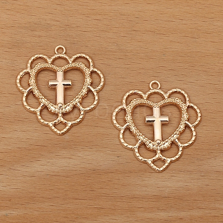 Hollow Heart Cross Alloy  Pendants PW-WGAFC42-03-1