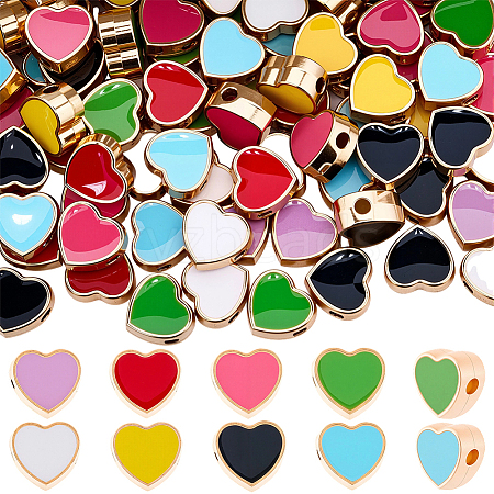 96Pcs 8 Colors Alloy Enamel Beads FIND-SC0015-37-1