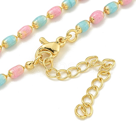 Brass Enamel Column Link Chain Necklaces NJEW-H039-03G-02-1