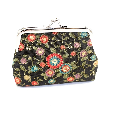 Flower Printed Cloth Kiss Lock Wallets PW-WGD3089-01-1