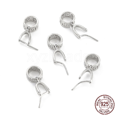 Anti-Tarnish Rhodium Plated 925 Sterling Silver Ice Pick Pinch Bails STER-Z001-114P-1