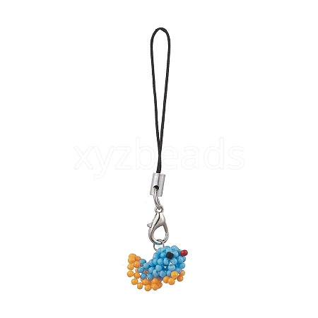 Glass Seed Bead Beaded Fish Charm Mobile Straps HJEW-MZ00182-02-1