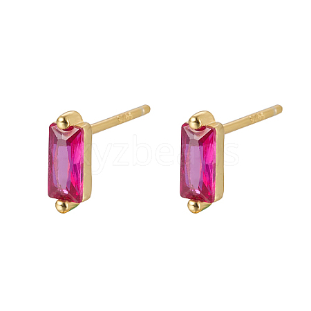 Cubic Zirconia Rectangle Stud Earrings FU7889-10-1