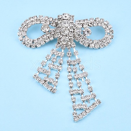 Crystal Rhinestone Bowknot Lapel Pin JEWB-T002-33S-1