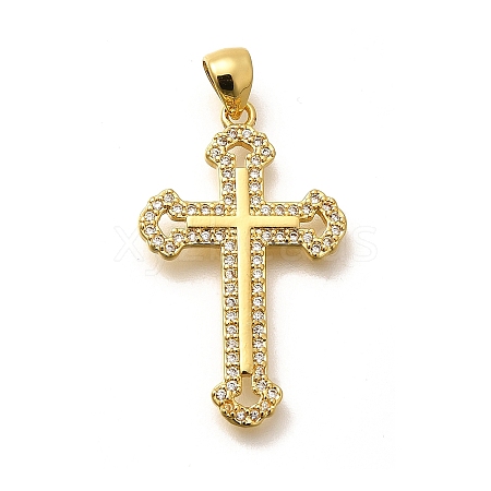 Rack Plating Brass Micro Pave Cubic Zirconia Pendants KK-L226-005G-12-1