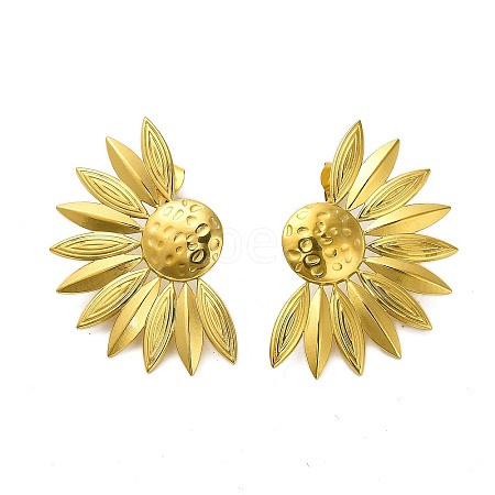 Sunflower 304 Stainless Steel Stud Earrings for Women EJEW-A117-02A-G-1