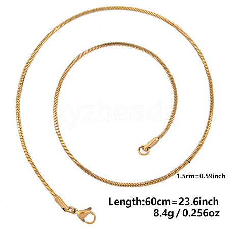 1.5mm Unisex 304 Stainless Steel Snake Chains Necklaces ZV2766-8-1