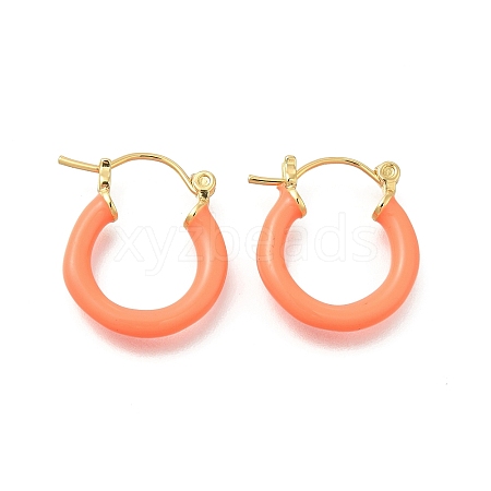 Brass Enamel Hoop Earrings for Women EJEW-M211-01LG-C-1