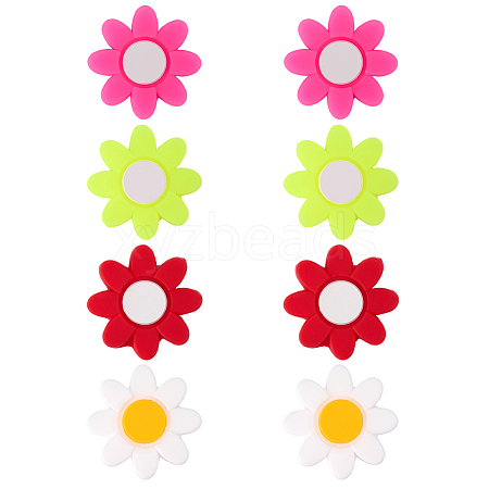 8Pcs 4 Colors Flower Silicone Tennis Racquet Dampener AJEW-CN0005-02-1