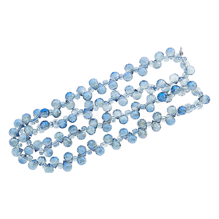 Full Rainbow Plated Electroplate Transparent Glass Beads Strands EGLA-FI0001-02-1