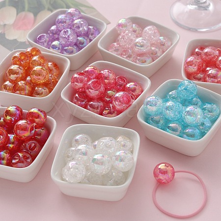 Transparent Crackle Acrylic Beads OACR-I013-02-1