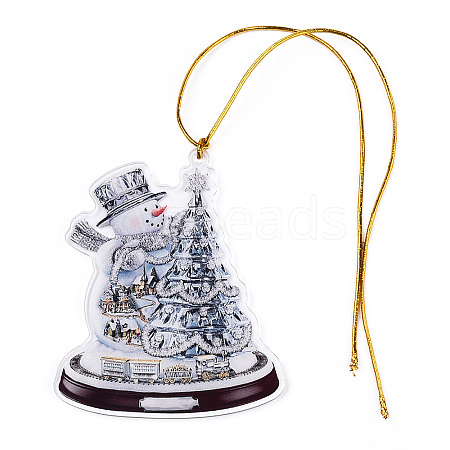 Acrylic Christmas Tree Pendant Decoration HJEW-Q010-01A-1