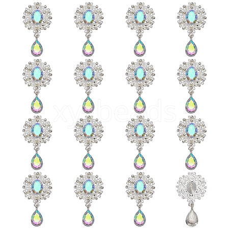 16Pcs Alloy Rhinestone Cabochons FIND-FG0004-26C-1