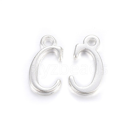 Silver Color Plated Alloy Letter Pendants PALLOY-J718-01S-C-1