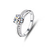 Rhodium Plated 925 Sterling Silver Micro Pave Cubic Zirconia Finger Rings for Women WGD6E9D-12-4