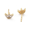 Brass Micro Pave Clear Cubic Zirconia Stud Earrings EJEW-R016-01G-04-4