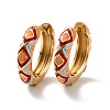 Enamel Rhombus Pattern Huggie Hoop Earrings EJEW-K093-02G-2