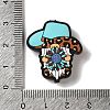 Gnome with Cowboy Hat Teal Flower Leopard Print Silicone Focal Beads SIL-G011-21M-3